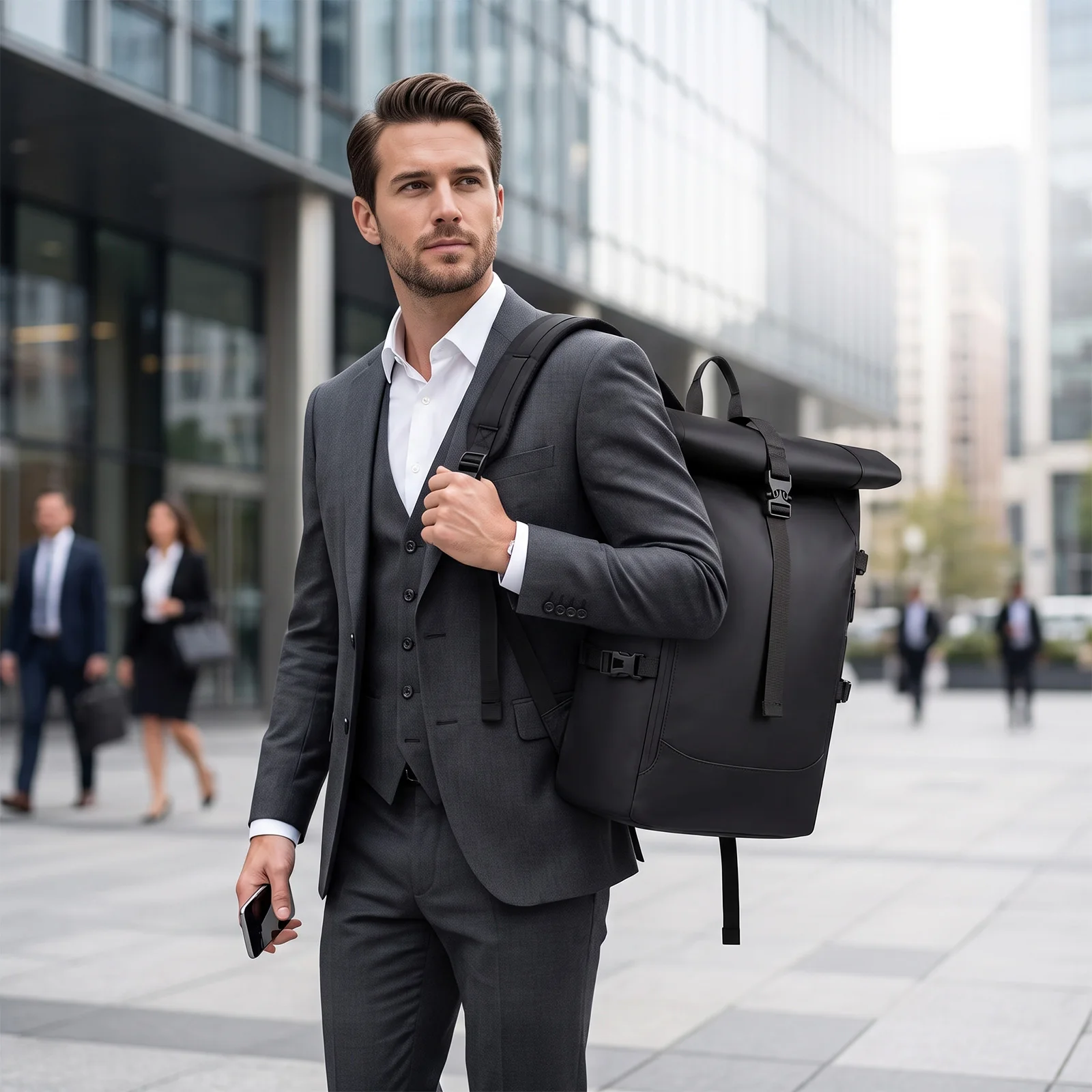 Expandable Laptop Backpack,Travel Business Commute Daypack with USB Port,Unisex Large-Capacity Casual Sports Rucksack