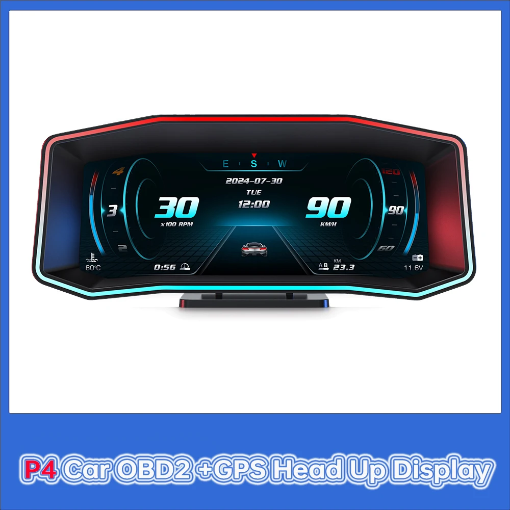 2024 New Head-Up Display OBD2+GPS Digital Speedometer On Board Computer with Fuel consumption  turbine pressure