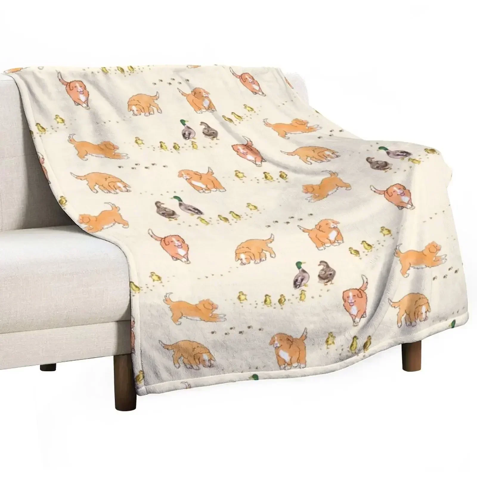 Cachorros y Pollitos Toller - Manta de Color Crema para Siesta, Linda para Sofá, Ropa de Cama de Verano, Mantas Extra Grandes