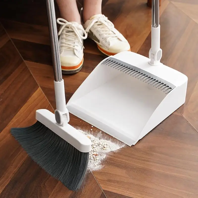 Thickened Broom And Dustpan Set Hair Free Durable Home Cleaning Tools Combination Sturdy Plastic Floor Sweeping Tools Kit
