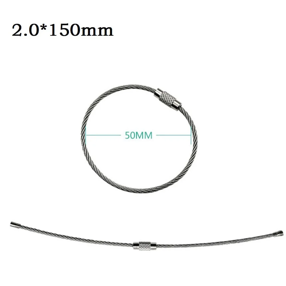 Wire Cable Steel Wire Rope 1.5/2mm 10Pcs Circle Hand Tools Keychain Tag Rope Loop Gadget For Hanging Flashlight