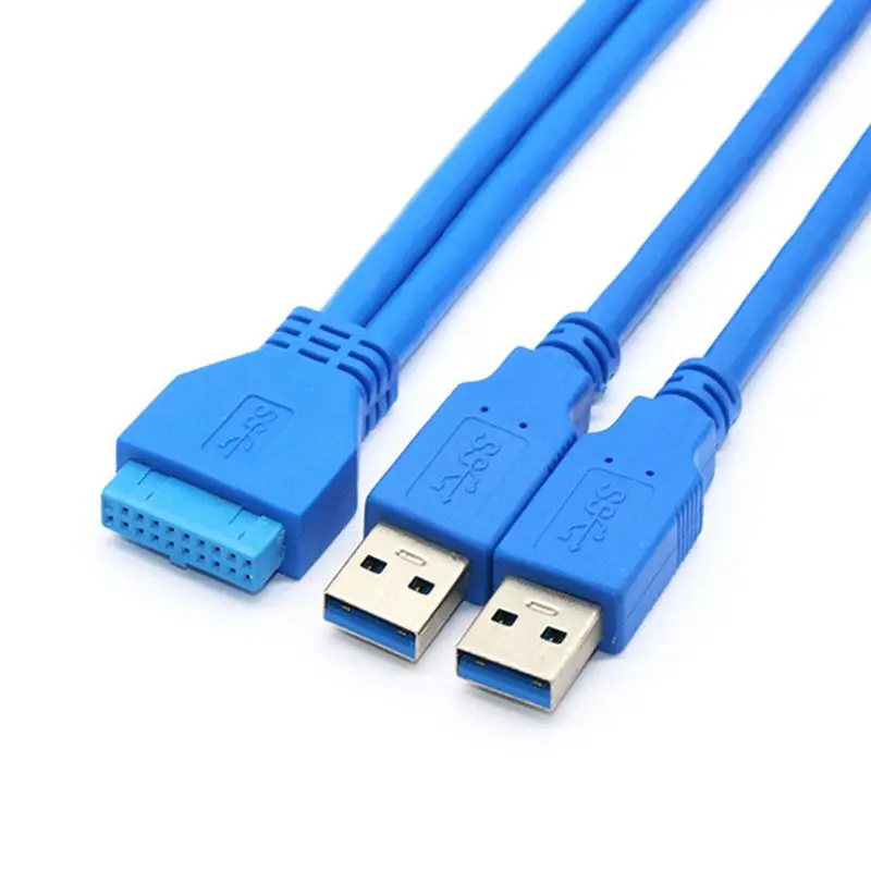 25cm Motherboard 19 Pin to Dual Port USB 3.0 Female Connection Cable 20 Pin Hole Chassis Front Panel 1/2 Expansion Cable 5Gbps