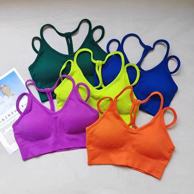 Sujetador deportivo transpirable para mujer, Top de Fitness antisudor sin costuras para Yoga, Top corto de gimnasio, Sujetador deportivo de realce,