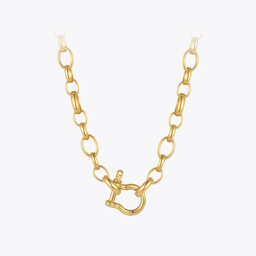 

ENFASHION Punk Lock Necklace For Women Stainless Steel Hook Choker Necklaces Gold Color Fashion Jewelry Collier Femme P213233