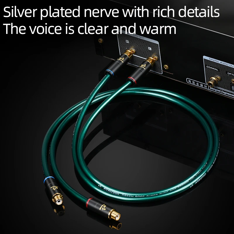 HiFi 2RCA Male to 2RCA Female OCC Silver Plated Nerve Core Double Shielded Interconnect 2RCA Signal Cable for AMP TV DAC