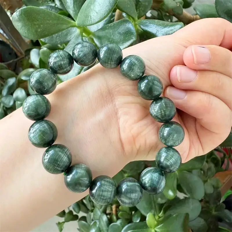 

12.5MM Natural Seraphinite Bead Bracelet Charms Handmade Fortune Energy Bangle Mineral Woman Amulet Jewelry Gift 1pcs