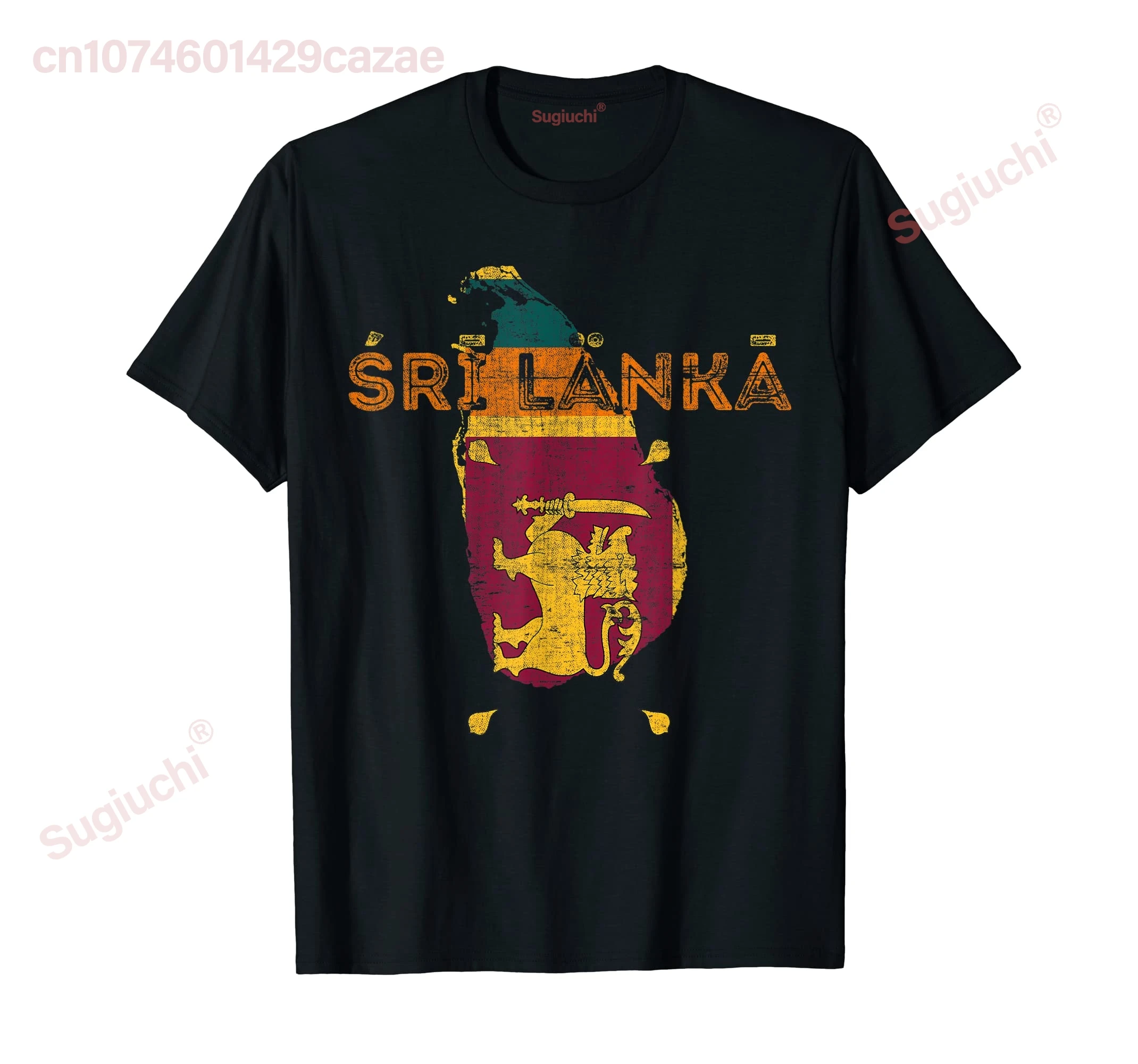 

100% хлопок, сувенир с картой и флагом Шри-Ланки, потертая футболка Шри-Ланки, мужские и женские футболки унисекс, размер S-6XL