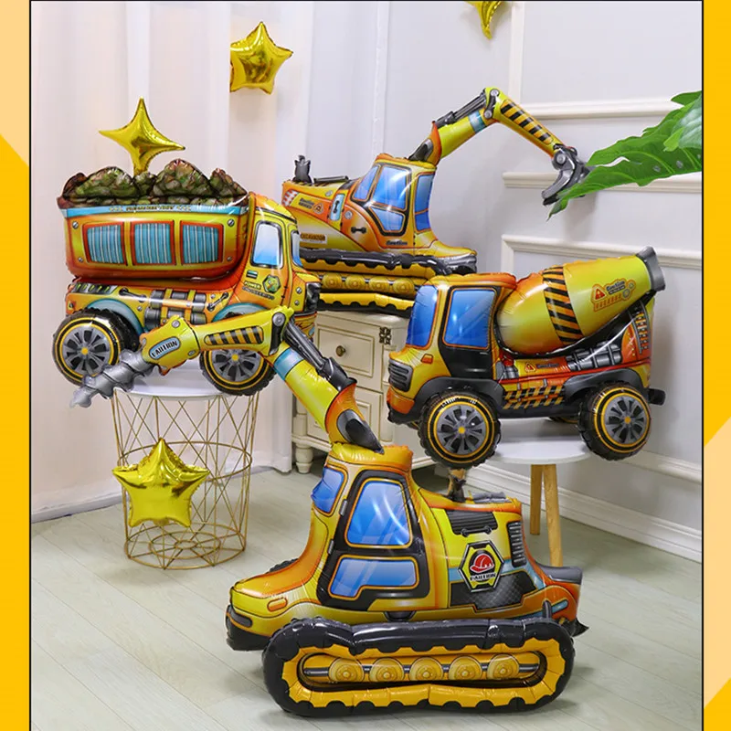 3D Balloons Children's Toys Gift Excavator Car Assembly Birthday Balloons Gift Tank Car Stage Birthday Party Decoration Balloons