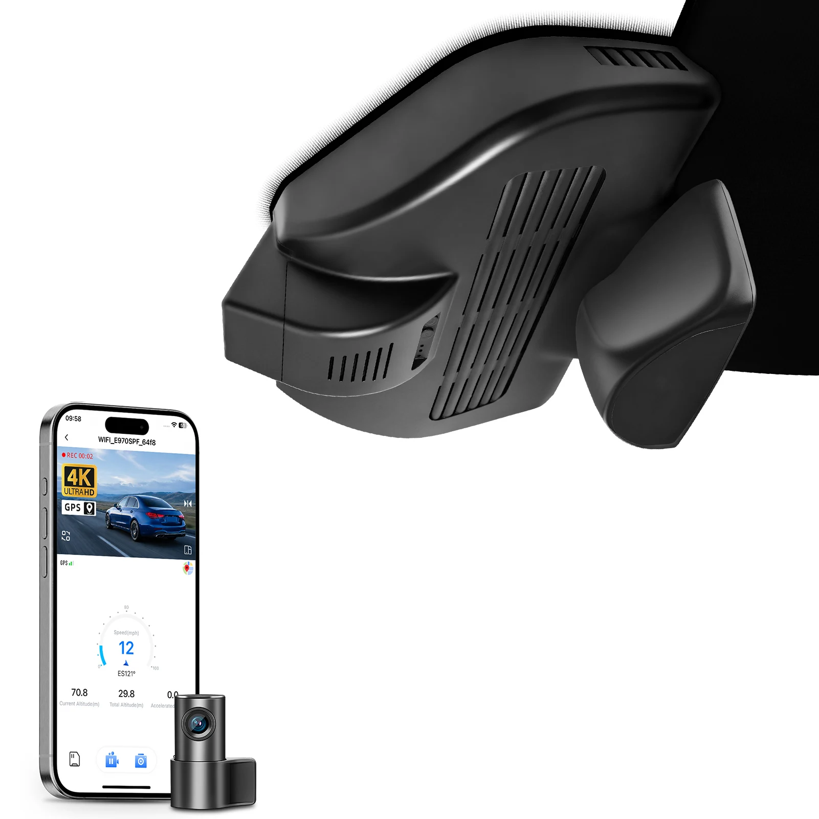Mangoal GPS WiFi & APP 4K Dash Cam For Mercedes Benz GLC X253 C253 Dash Car Camera 2016-2020 (Model E)