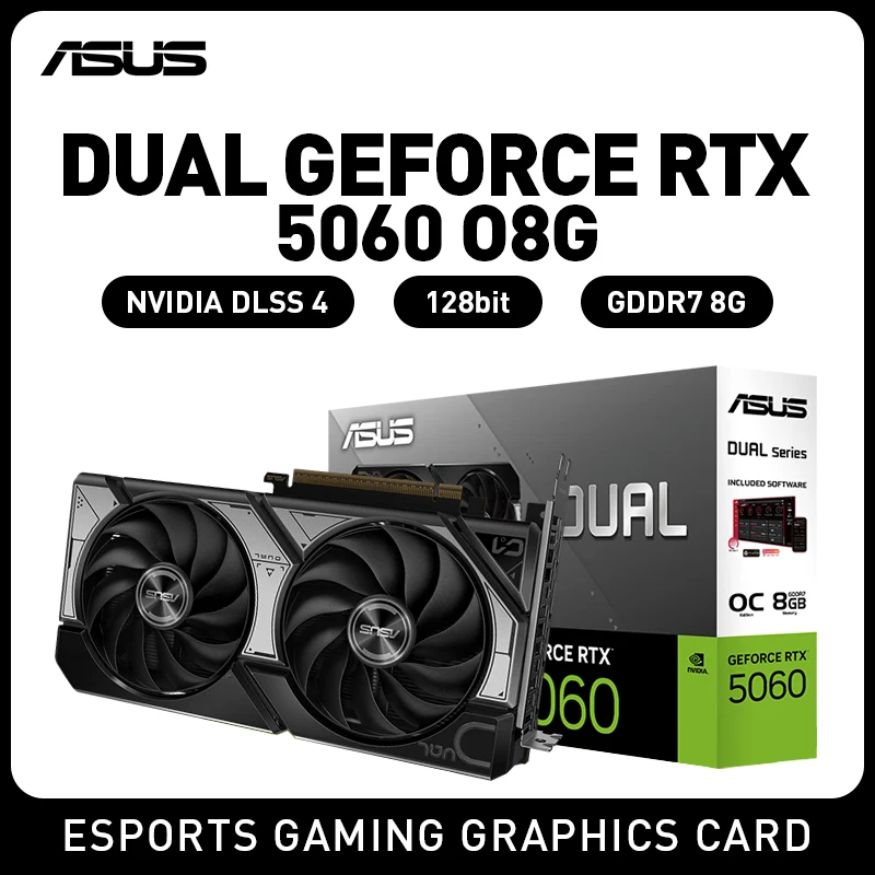 

ASUS DUAL RTX5060 Snow Leopard 8GB GDDR7 | 614 TOPS AI Performance | 28Gbps VRAM | Low Power Design | Supports DLSS 4 Graphics