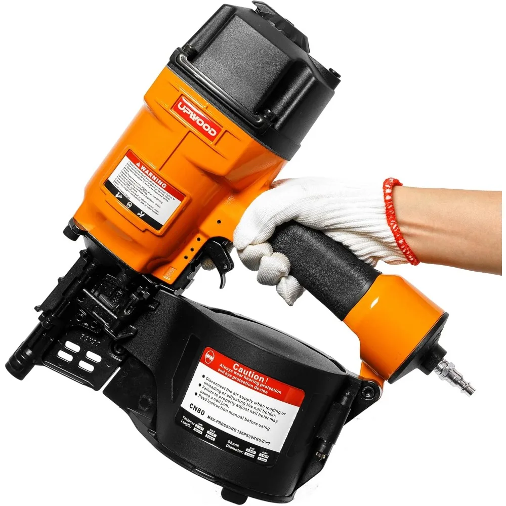 

CN80 Air Coil Nailer by UPWOOD, 2-1/4 Inch to 3-1/4 Inch 15 Degree Coil Siding Nail Gun Fast Shooting Fencing Nailer Pneumatic C