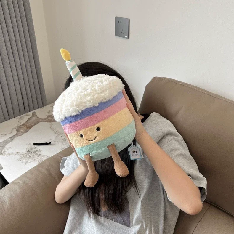 

Хит продаж, забавная плюшевая игрушка с желейным котом, оранжевый радужный торт, детская успокаивающая игрушка, украшение для дома. Подарок другу на день рождения