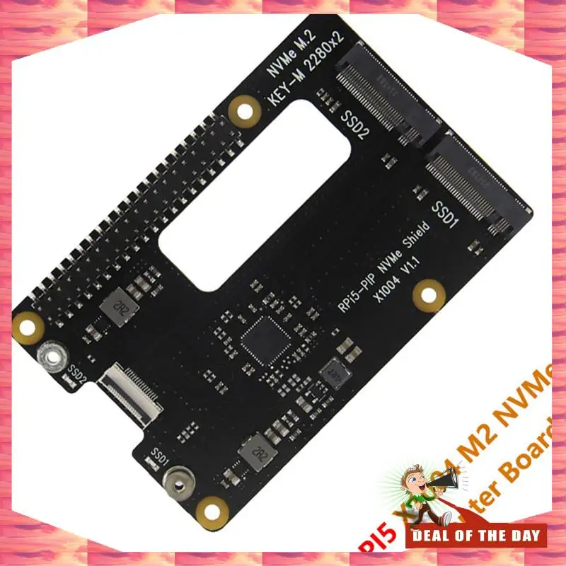 

24-Hour Delivery X1004 Raspberry Pi 5 HAT Pcie To M. 2 Nvme Dual SSD Adapter Board Supports Pi5 Double 2280 BOOT From Nvme SSD