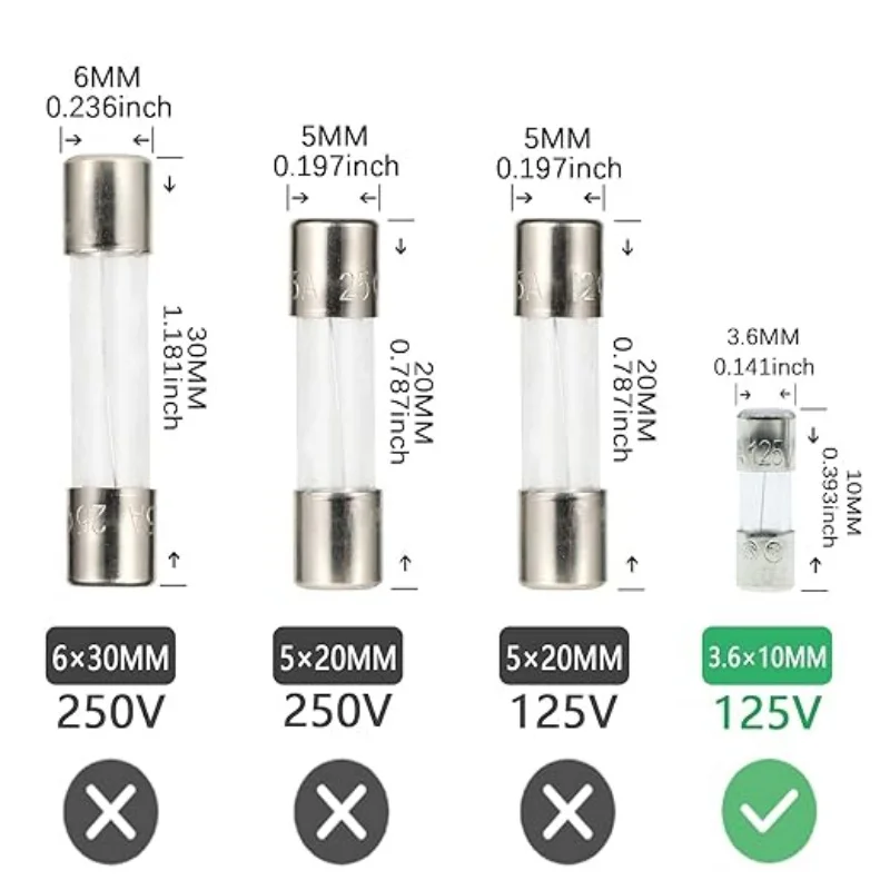 AUKENIEN 20pcs 5A 5Amp 125V Mini Fuse F5AL125V Fast-Blow Glass Fuses for Circuit Protection Christmas Lights Fan String Lights