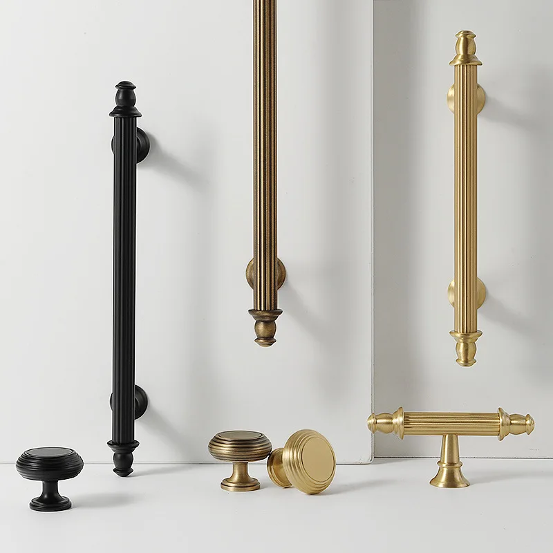 Solid Brass Cabinet Handles Antique Bronze Retro Drawer Knobs 96/128/192mm Wardrobe Cupboard Pulls Luxury Kitchen Furniture Hard