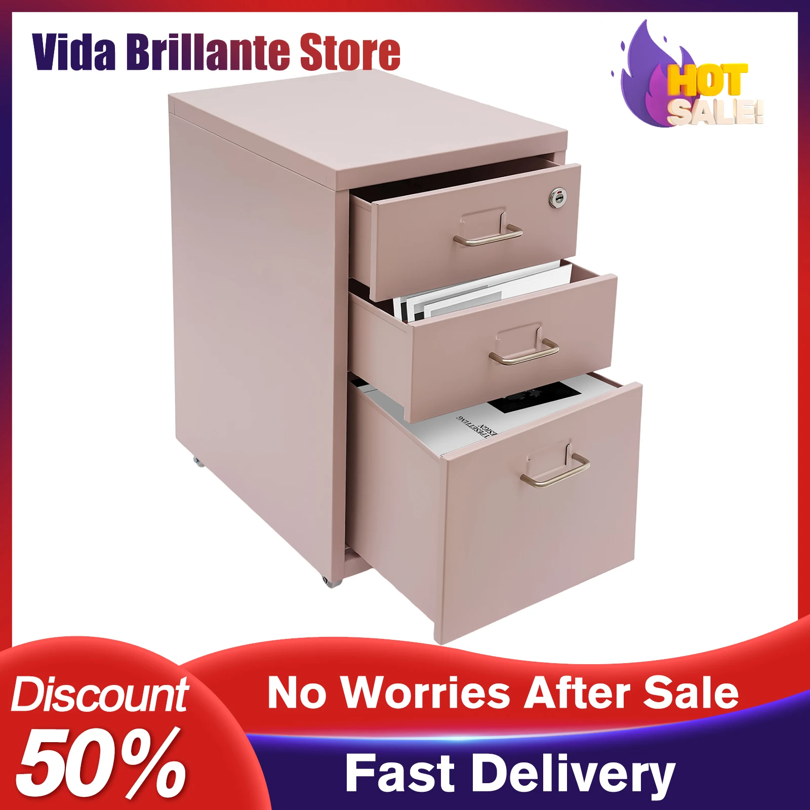 

3-х уровневый металлический шкаф для документов с запираемым ящиком, офисный органайзер для файлов, безопасное хранилище документов, домашняя канцелярская мебель