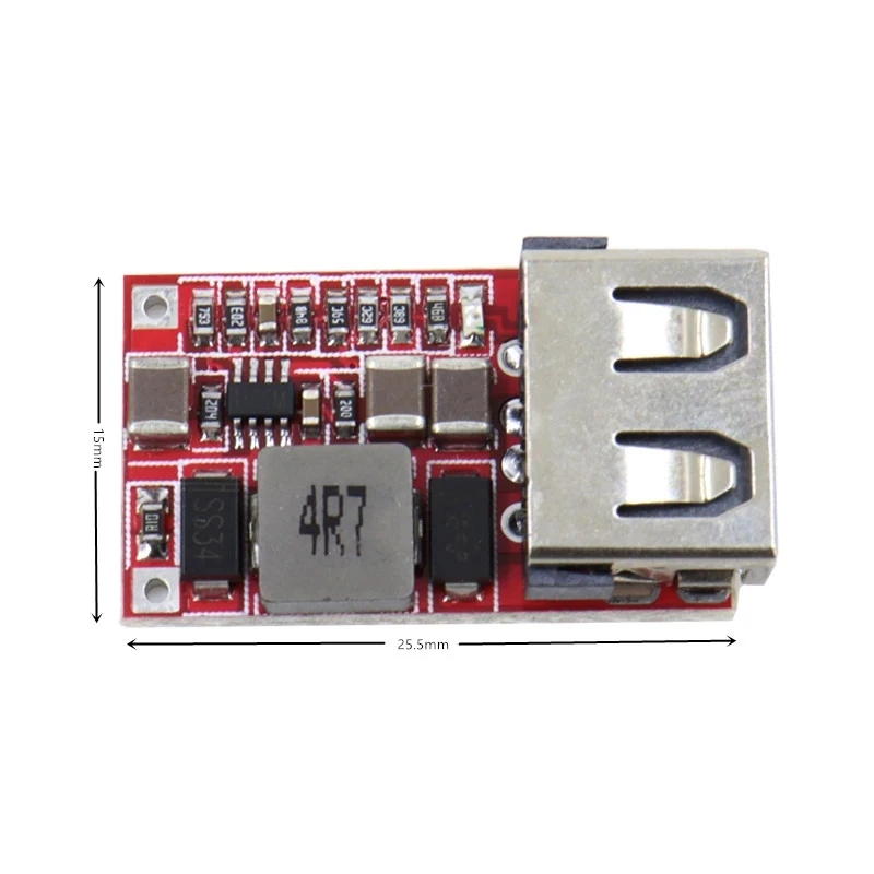 Módulo reductor USB, convertidor de DC-DC, cargador de teléfono, módulo de fuente de alimentación para coche, eficiencia 97.5%, 6-24V, 24V, 12V a 5V