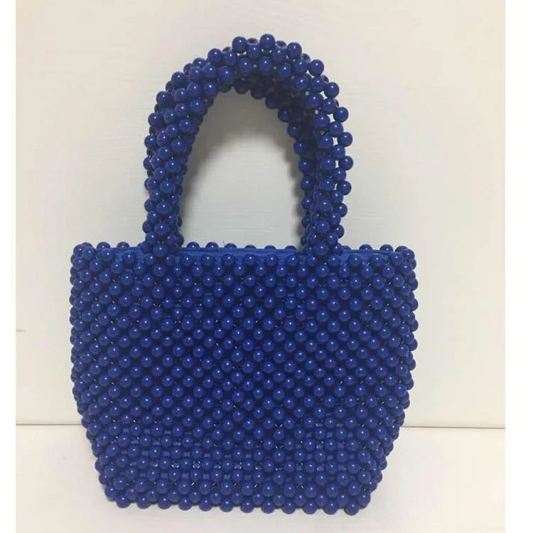 Borse di perline di colore solido New Ins borsa da donna portatile intrecciata a mano in cristallo acrilico estate Versatile borsa da donna di