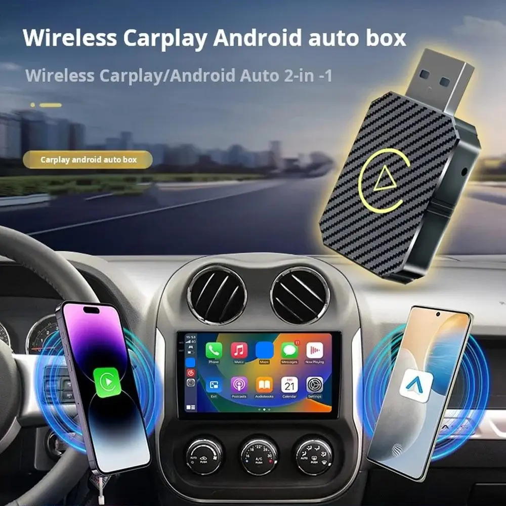 

Беспроводной адаптер CarPlay 2 в 1, поддержка видео Bluetooth, видеоадаптер CarPlay Plug and Play, USB-адаптер Android Auto, автомобильный адаптер