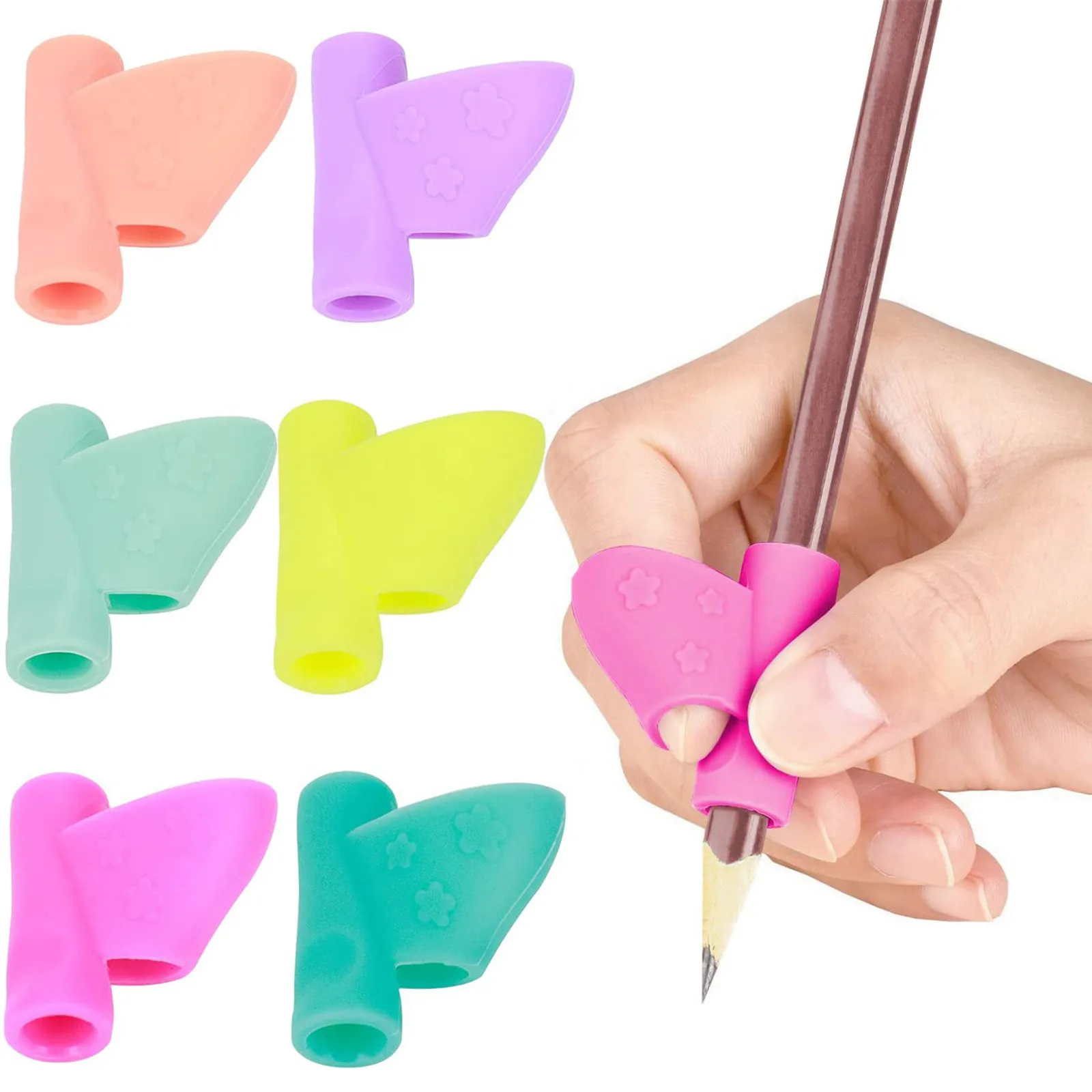 6PCS Montessori Grip Correction Device Pen Holder Posture Training Grip Strength Children's Learning Partner Student Stationery