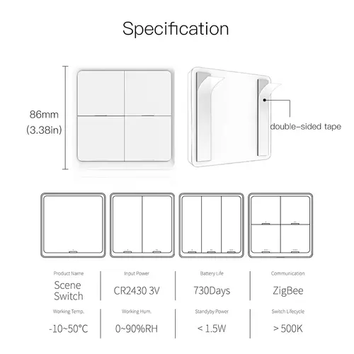 Moes ZigBee Wireless Scene Switch 12 Control Modes Handheld Push Button Setup Home Automation Scenario Tuya Smart Devices - Image 6