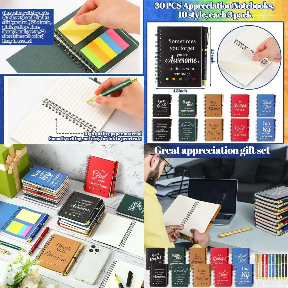 Jurnal Kulit Inspiratif untuk Tim - Pulpen Bambu, Tab Indeks Berwarna, Hadiah untuk Staf dan Rekan Kerja