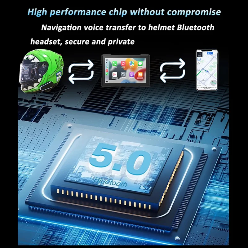 

Classy-Android-Auto And Carplay Enabled Motorcycle Wireless 1080P 5 Inch DVR Dash Cam With Waterproof Wifi And Tire Pressure PND