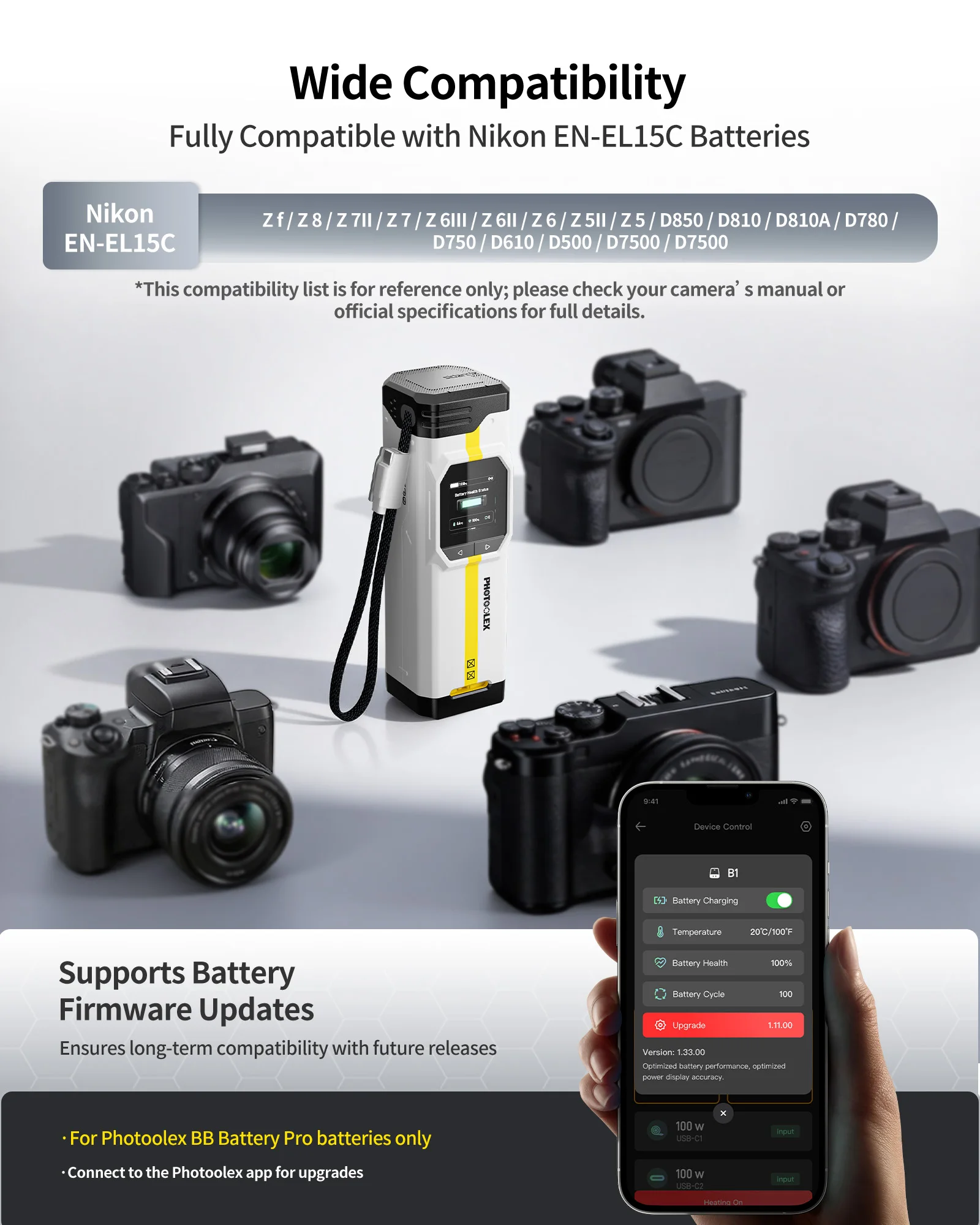 Ładowarka do akumulatorów serii PHOTOOLEX BB, szybkie ładowanie, przenośne pudełko do przechowywania, kompatybilna z akumulatorami Sony, Canon, Nikon, Fuji. — zdjęcie produktu 5