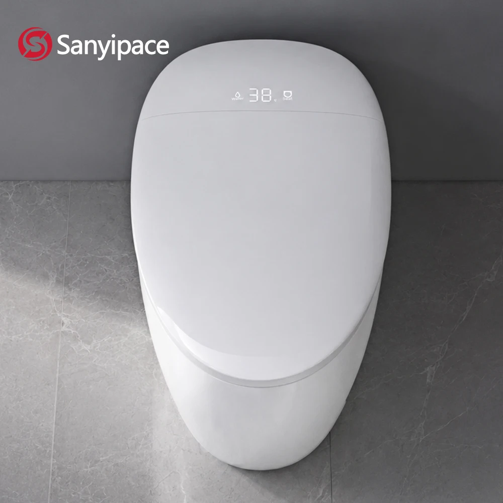 Sanyipace White Smart Toilet Seat and Bidet 1000g MaP Auto Foot Sensor 1.2 GPF Flushing Heat Seat Warm Drying Smart Toilet New Bathroom Accessories