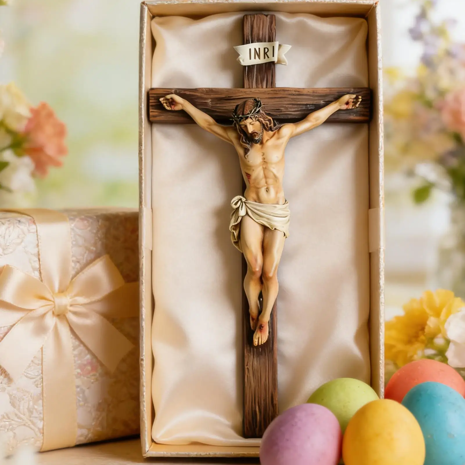 Hand-Painted Jesus Figurine Religious Gift for Easter Christmas Home Church Altar Display Resin Statue
