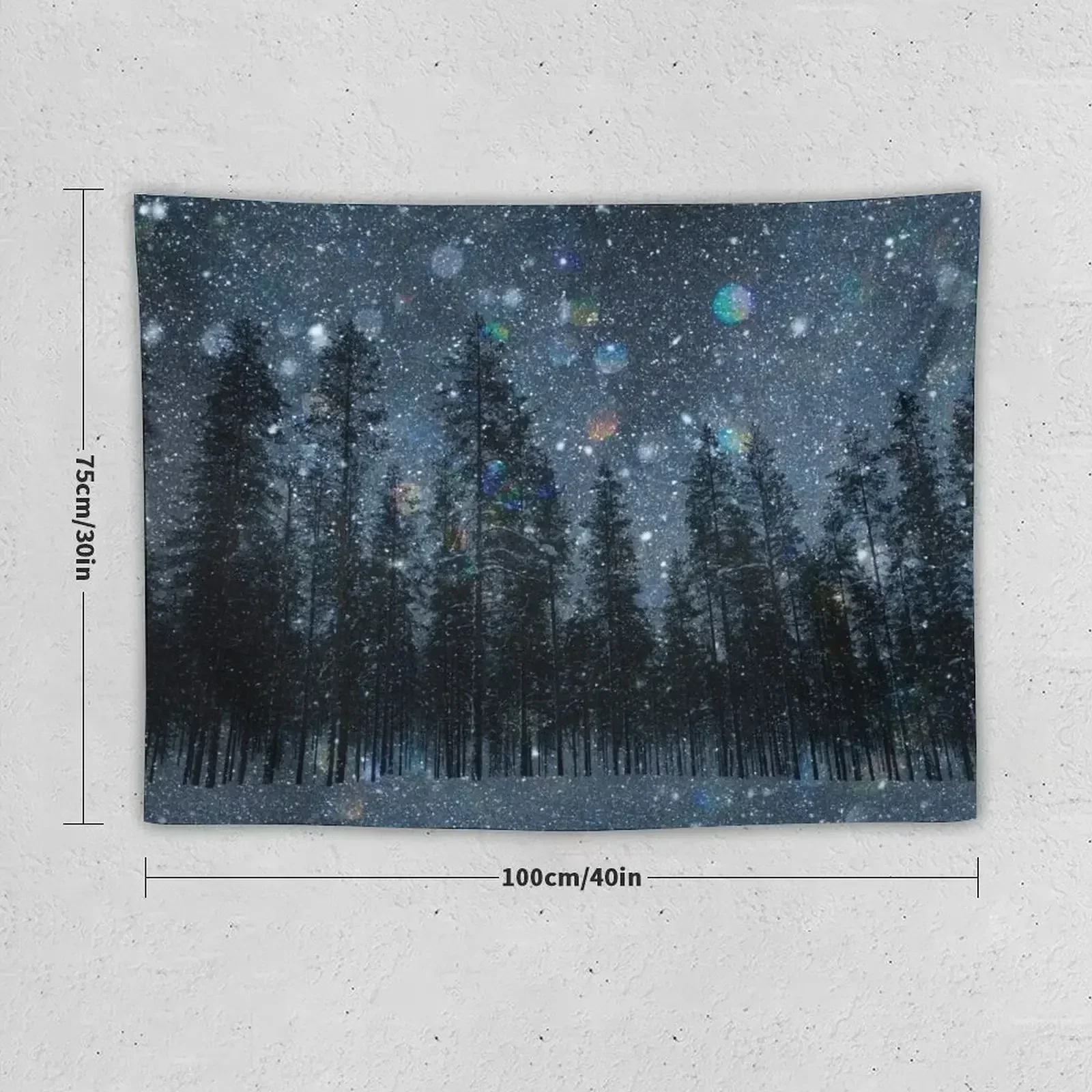 Midnight Forest Snowfall Tapestry Japanese Room Decor Wall Decoration Wall Art Tapestry