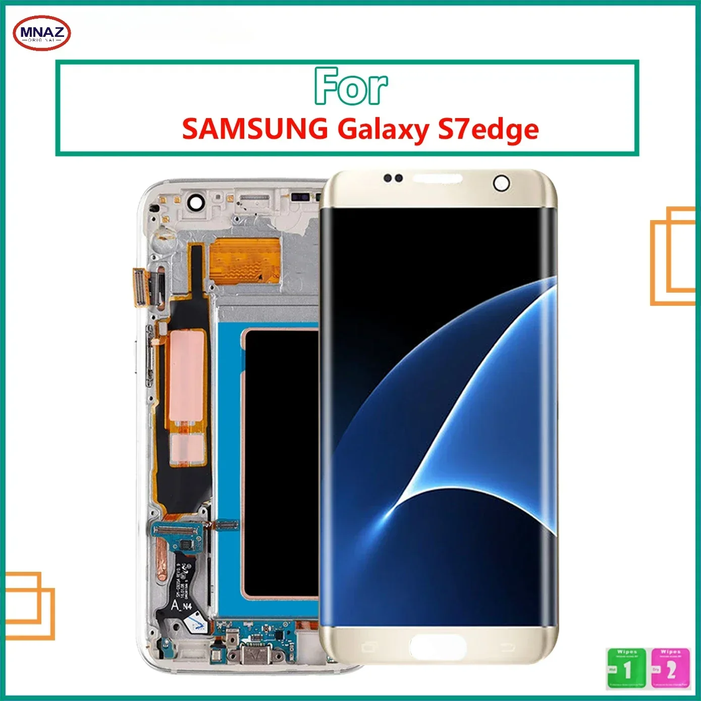 Telah diuji layar 5.5 ''untuk SAMSUNG Galaxy S7 edge layar LCD G935F SM-G935FD sentuh Digitizer rakitan suku cadang pengganti