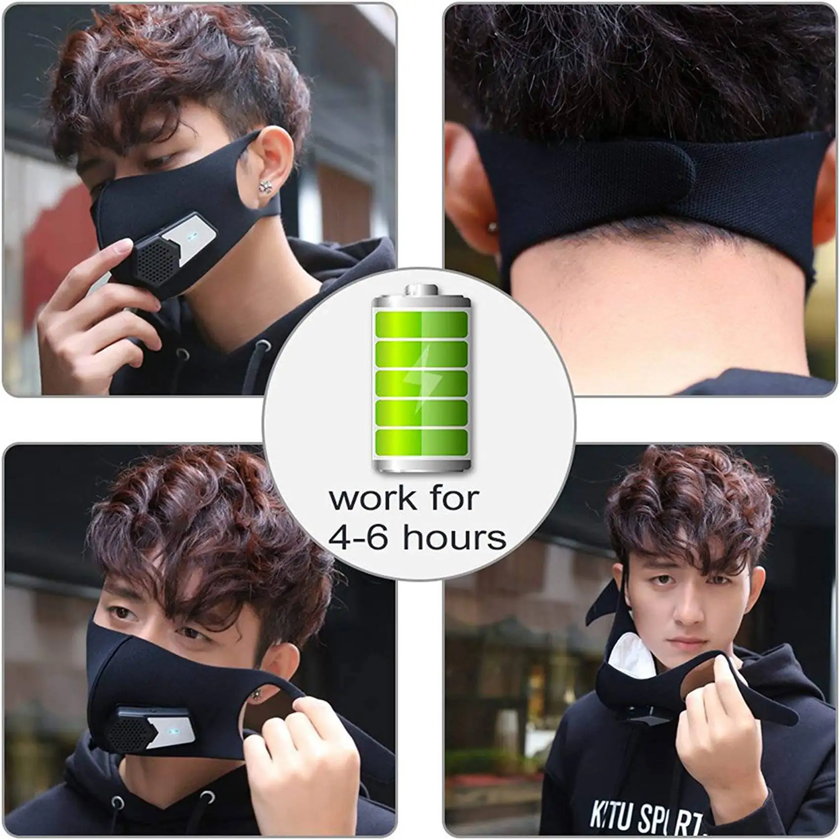 A38T-2X Personal Smart Electric Air Face Mask Fan For Air Supply, 650Mah Used For Cycling,Running, Weeding, Outdoor Sports