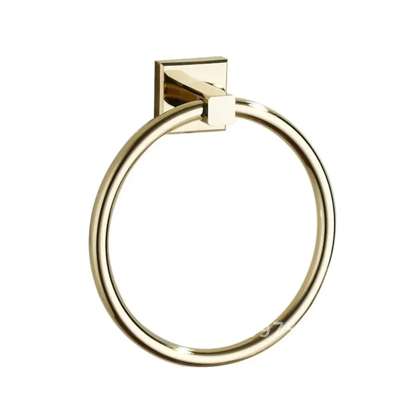 Round Towel Rings European Style Soild Ring Gold Holder Wall-Mounted Towel Towel Bathroom Rings Towel Brass