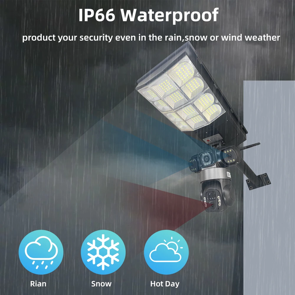 كاميرا مراقبة تعمل بالطاقة الشمسية 4G SIM 3 عدسات PTZ دوران كاميرات CCTV في الهواء الطلق حماية أمن الوطن الذكي V380