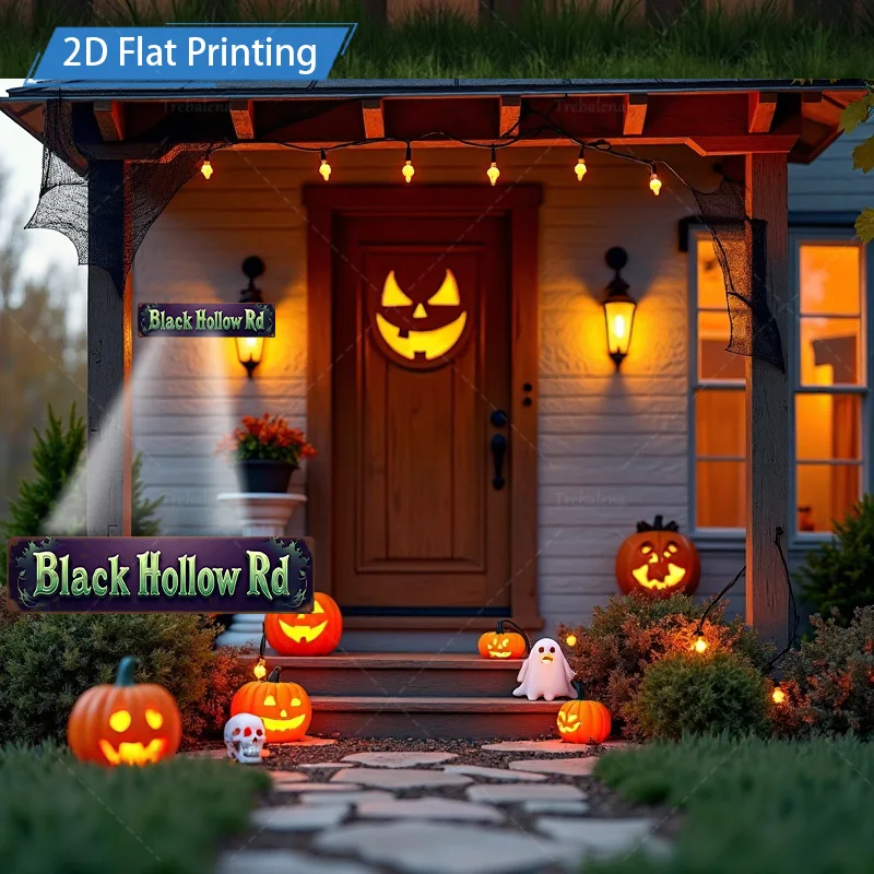 1 قطعة 8x12 بوصة علامة معدنية للهالوين الأسود الجوف Rd تسجيل ، 2D الطباعة المسطحة ، اليقطين الخفافيش ديكور ، جدار الفن احتفالي