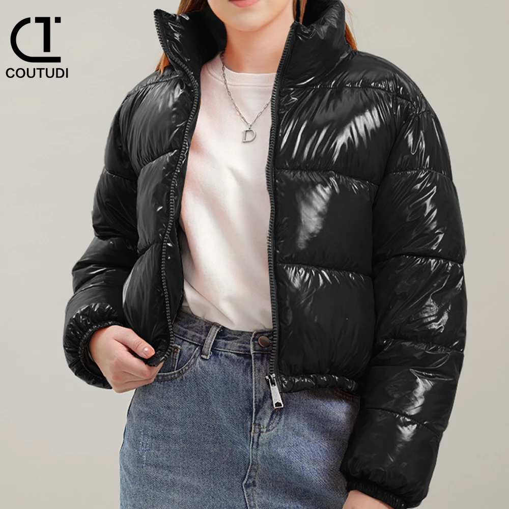 COUTUDI-Y2K Bright Color Short Down Coat for Women, Long Sleeve Puffer Jacket, Parkas Outerwear, Korean Fashion