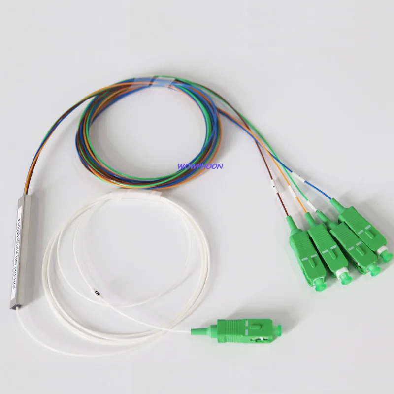 PLC Splitter Mini Steel Tube Fiber Optical 1x2/1x4/1x8/1x16/1x32 with SC/APC Connector 0.9mm for Network Equipment