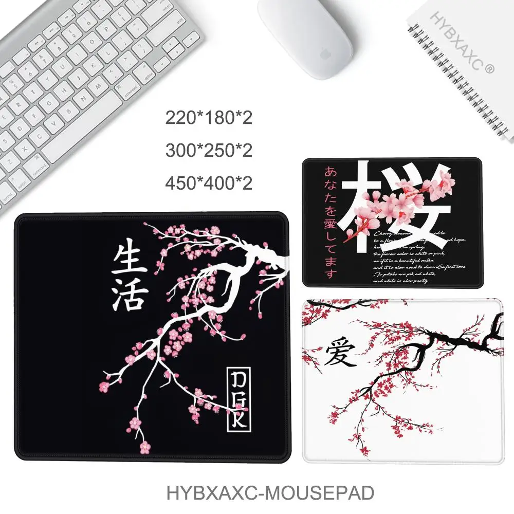 HYBXAXC Small Anime Sakura Gaming Mousead Non Slip Rubber Base Laptops Gaming Desk Mat Black Mouse Pads 500x500mm,pc accessories
