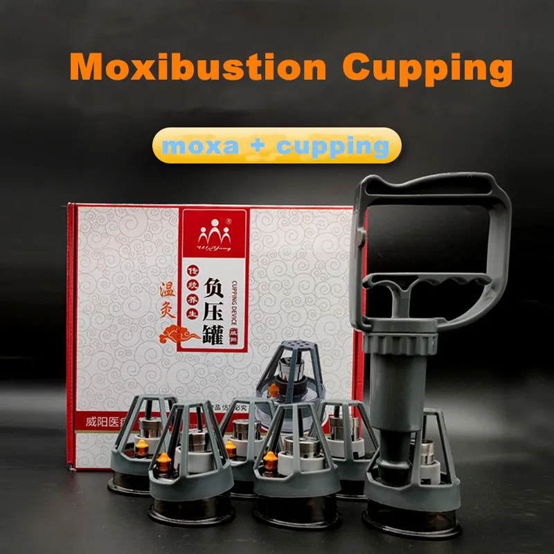 6Pcs/Set Household Moxibustion Cupping  Apparatus Vacuum Warm Moxibustion Pot Wen Jiu + Cupping health care