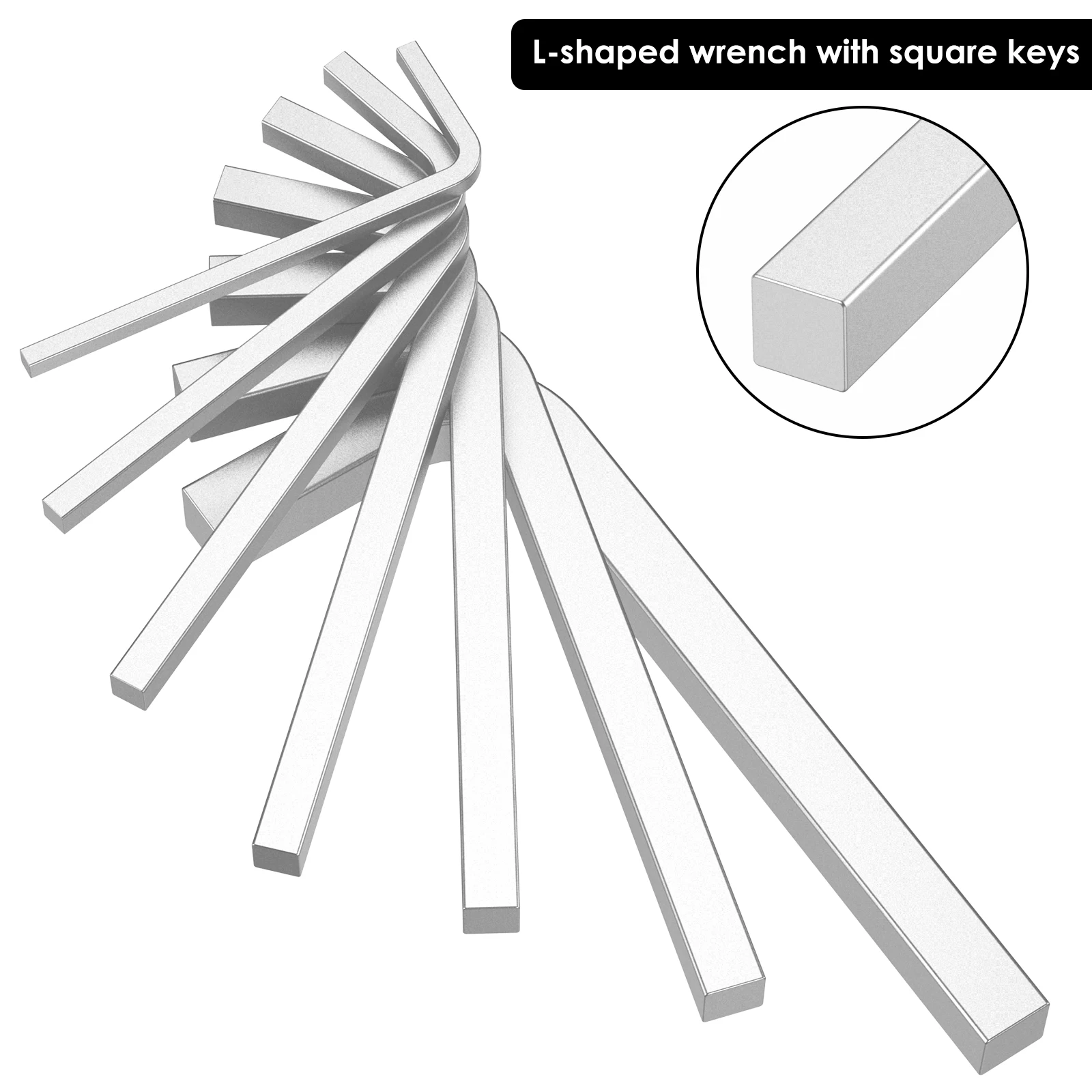 7Pcs L Shape Square Head Wrench Kit 3/4/5/6/7/8/10mm Chrome Vanadium Steel Wrench Screwdriver Hand Tool for Furniture Repair