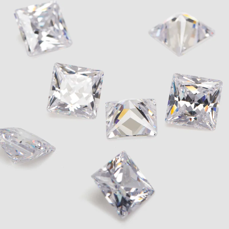 Size 1.5x1.5~12x12mm Square Shape Princess Cut 5A White CZ Stone Zirconia Synthetic Gems Cubic Zirconia Stones For Jewelry DIY