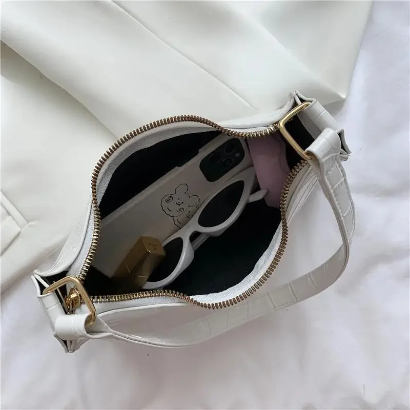 Fashion Alligator Shoulder Bags Women Underarm Elegant Daily Candy Colors Summer Texture Retro PU PopularHandbag Female