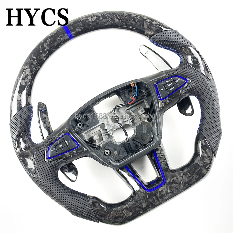 Auto Parts Forged Carbon Fiber Steering Wheel for Ford Focus MK3 ST RS Model Without airbags - view 3