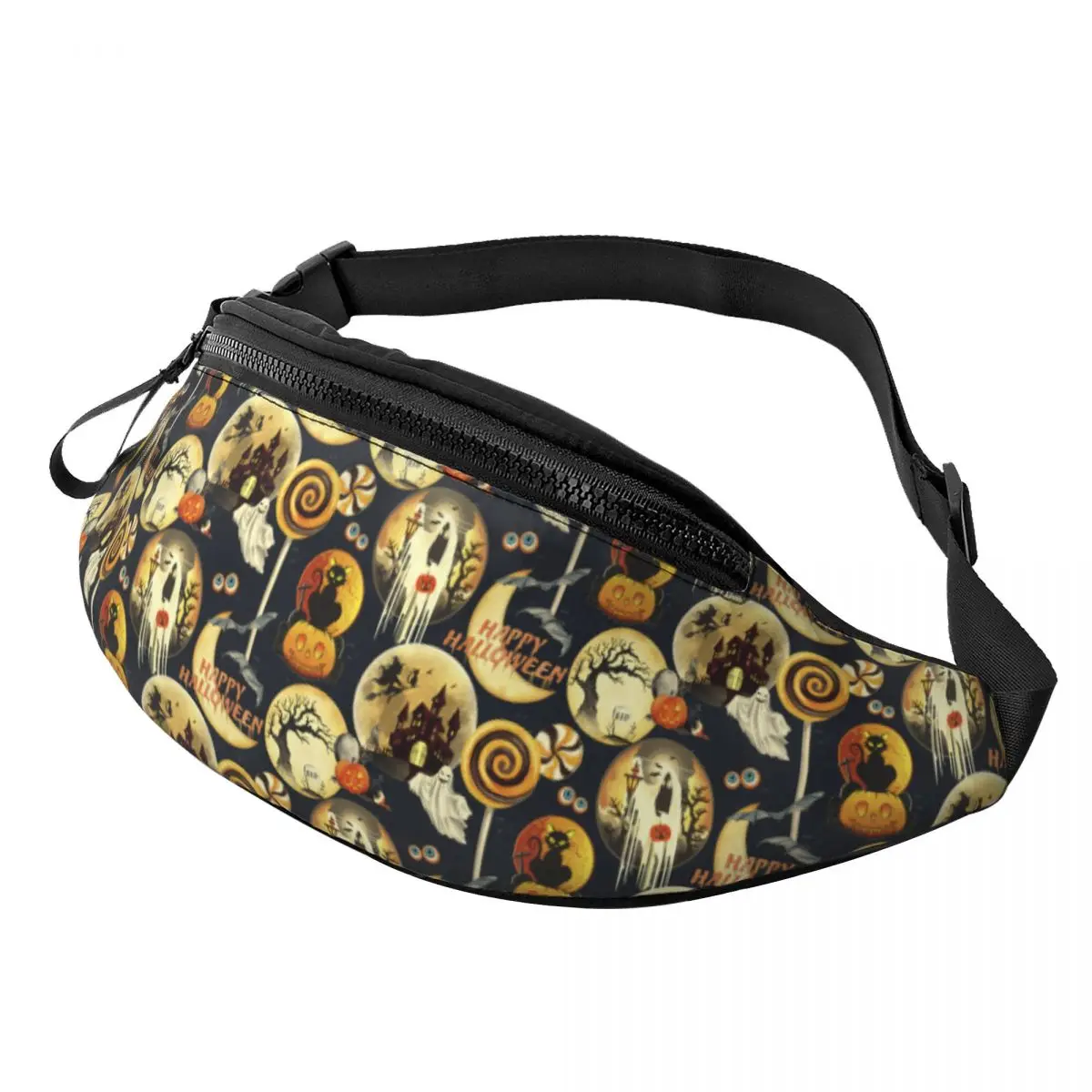 

Пользовательские Хэллоуин тыква призраки дом с привидениями поясная сумка для женщин и мужчин поясная сумка через плечо для путешествий телефон сумка для денег