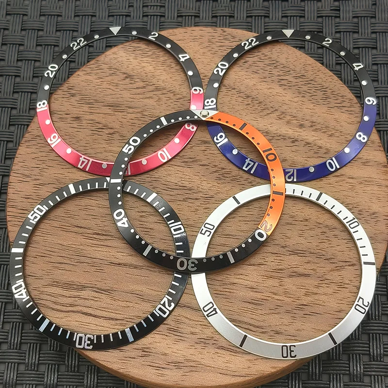 36.5mmx30.7mm Aluminium Curved Retro Watch Bezel Insert Ring Fits Vintage Submariner For Mod NH35 NH36 Watch Case Bezel Insert