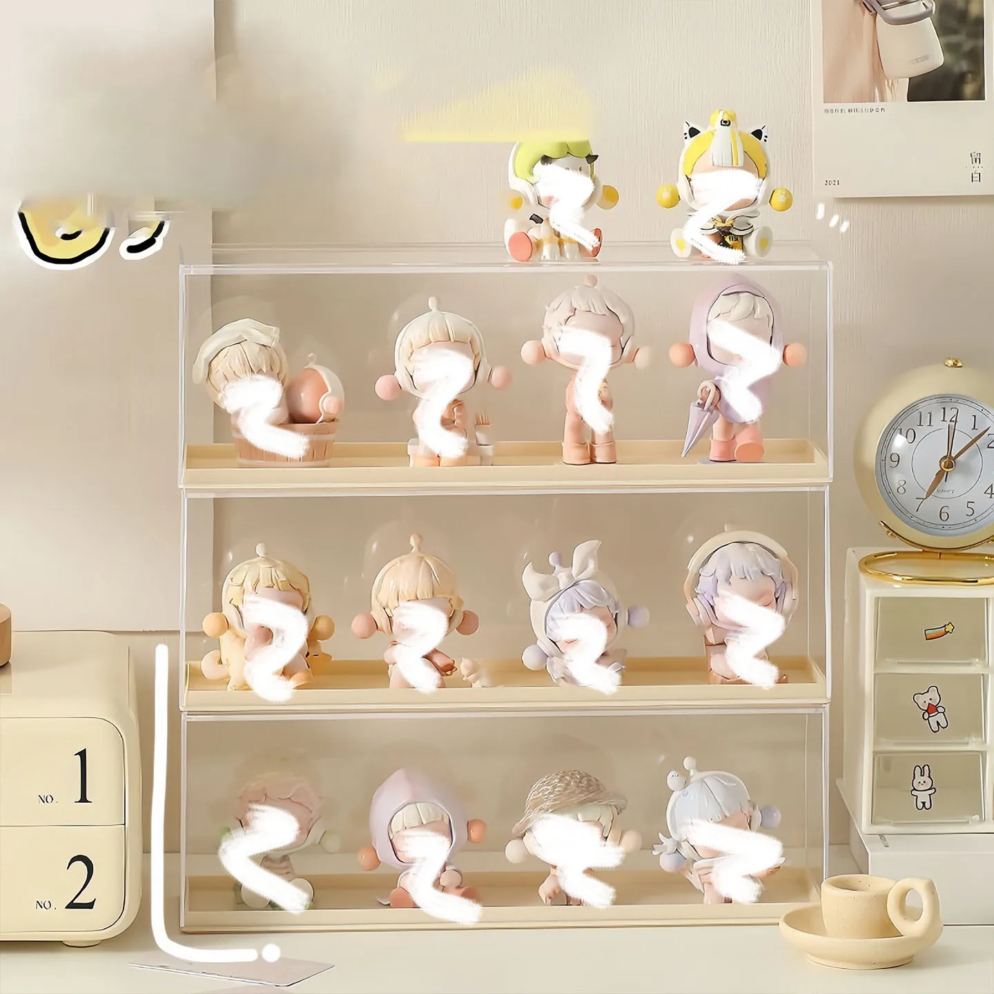 Action Figures Storage Box Acrylic Bind Box Doll Display Rack Stacktable Doll Toy Storage Box Transparent Doll Showing Cabinet