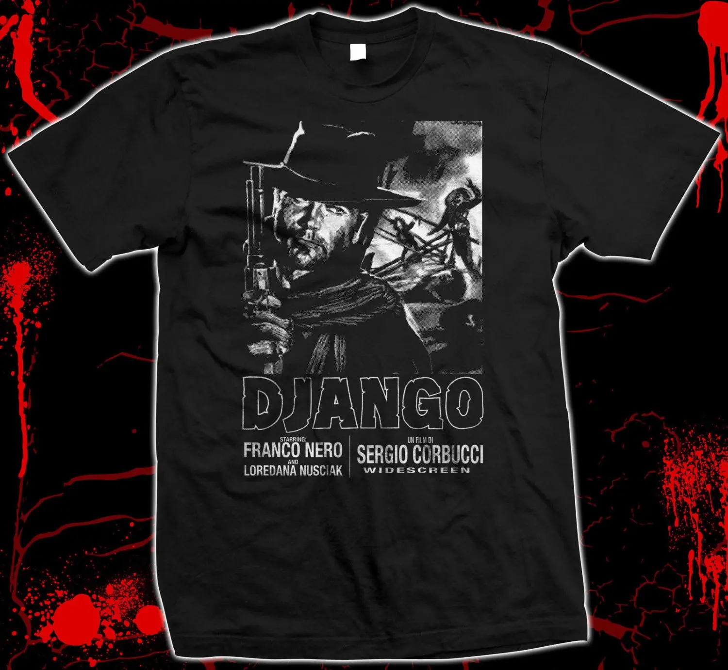 Django Franco Nero Hand screened Pre shrunk 100 cotton t shirt