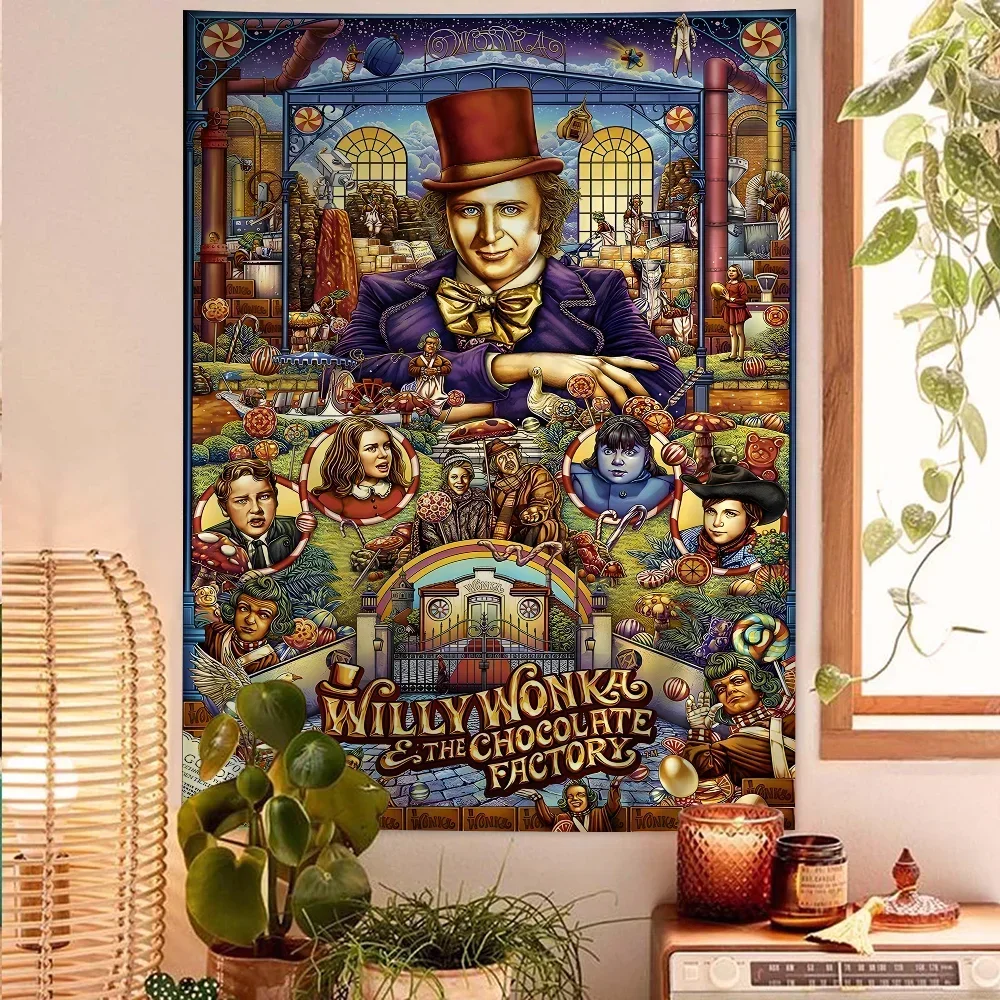 Tapiz de película w-wonka, tapiz de Anime, Tarot colgante, alfombras de pared Hippie, hojas colgantes para dormitorio