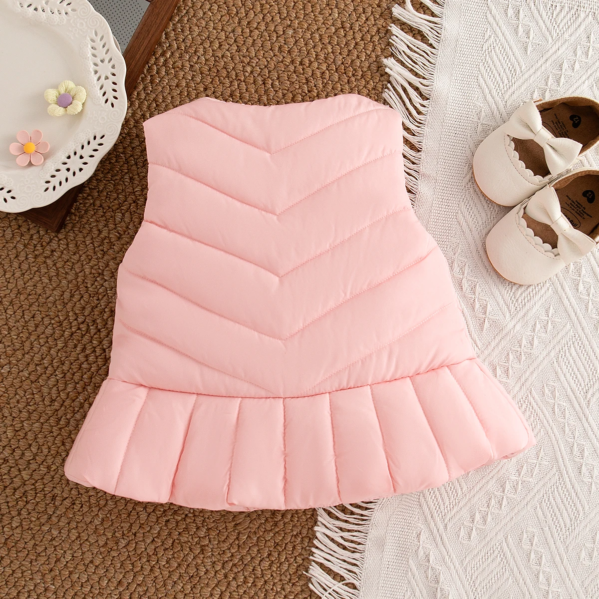 Baby Girl Clothing Summer Solid Color Warm Sleeveless Girl Coat Vest Cute Bow Girl Vest Outerwear